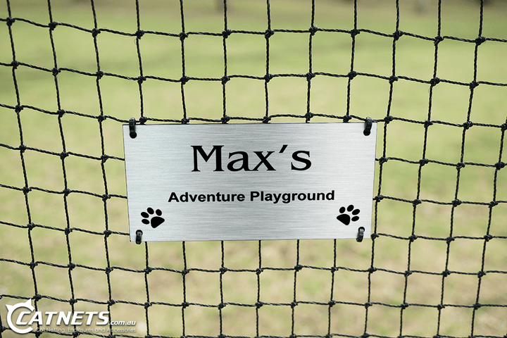 Catnets Enclosure Accessories Custom Engraved Stainless Steel Name Plaque